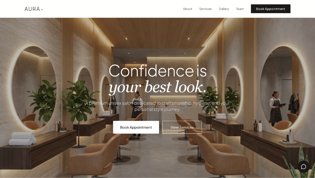 Aura unisex salon website concept