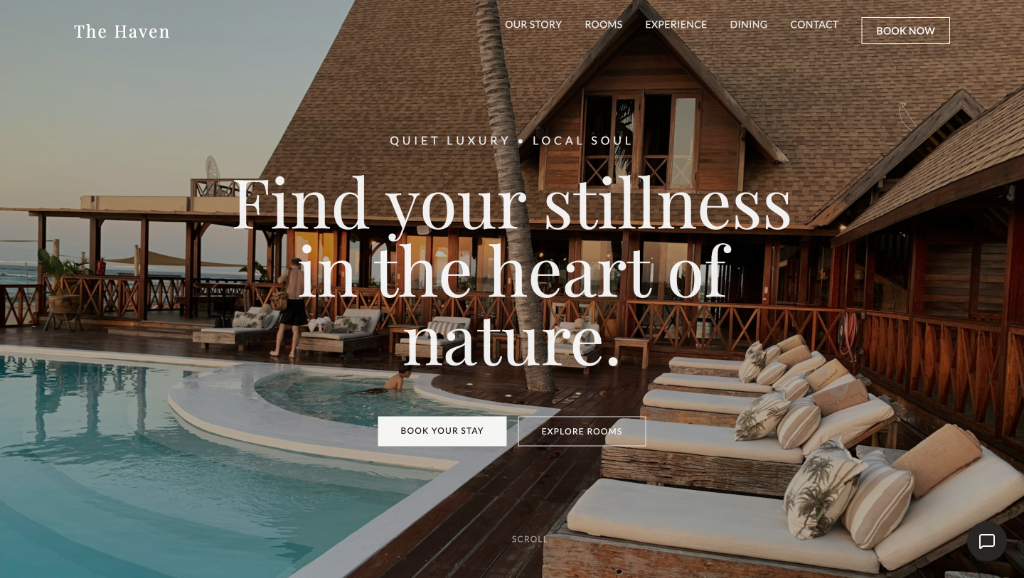 The Haven quiet luxury lifestyle website concept