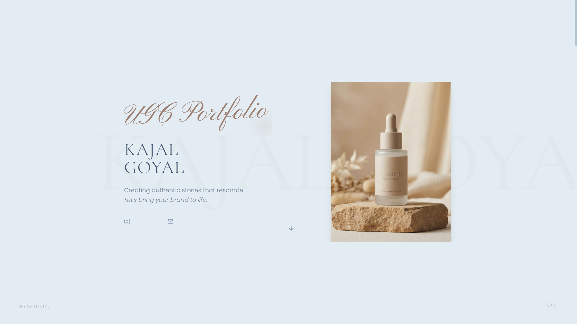 Kajal Goyal website mockup by Solicate