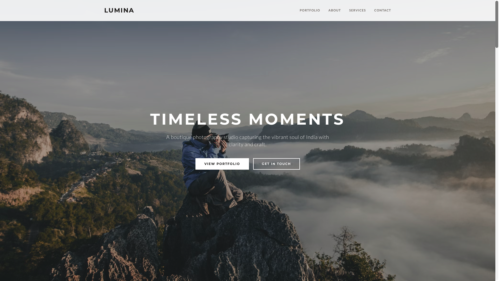 Lumina photography studio website concept