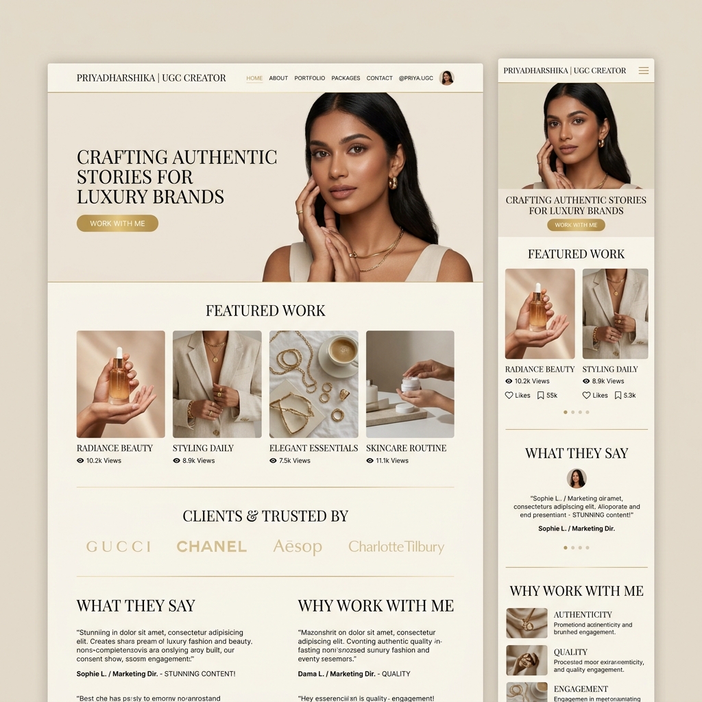 Priyadharshika website mockup by Solicate